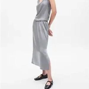 Gap Silver Satin Top And Skirt